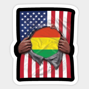 Bolivia Flag American Flag Ripped - Gift for Bolivian From Bolivia Sticker